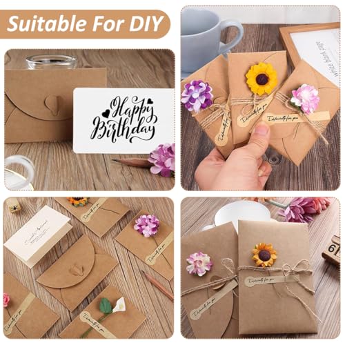 HASTHIP® 50Pcs Envelopes with 50Pcs Blank Cards Greeting Card Envelopes4.1x2.7 inches Hard Paper Envelopes for Gift Cards, Post Cards, Wedding Invitations, Letters