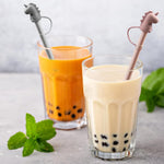 HASTHIP Silicone Straws for Stanley Tumblers with 12 in Length and Dino Caps | BPA Free Reusable Set