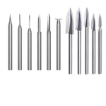 HASTHIP Wood Carving Drill Bit Set for Rotary Tool with 1/8 Shank and Tricuspid Design | 11pcs HSS Engraving Bits for DIY Crafting