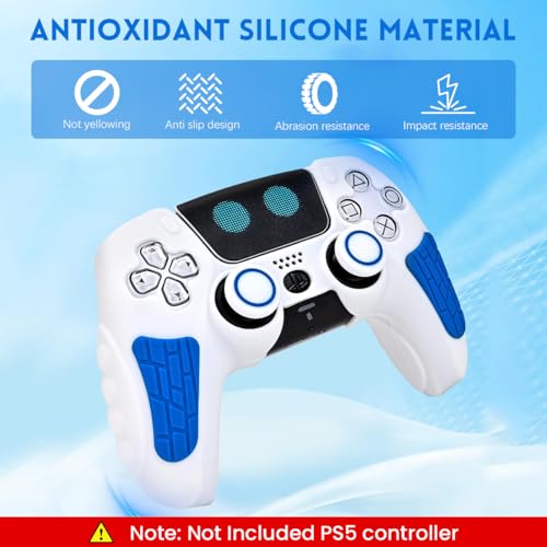 HASTHIP® ZORBES PS5 Controller Silicone Protective Cover Case for DualSense, Anti-Slip Grip Skin with 2 Thumb Grips & Touchpad Sticker, Shockproof Accessories for PlayStation 5 Gamepad