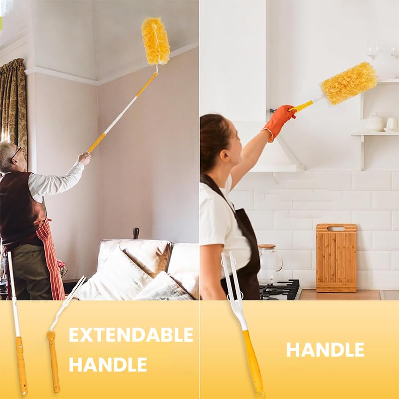 HASTHIP Double Sided Microfiber Duster with 20 Washable Refills for Home and Car Cleaning | Flexible Bendable Handle