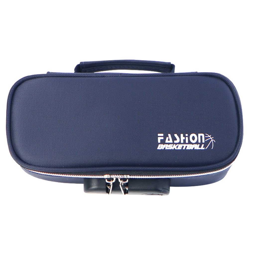 HASTHIP Large Capacity Pencil Case for School with 4 Layer Compartments and Combination Lock | Waterproof Blue Storage Box for Boys and Girls