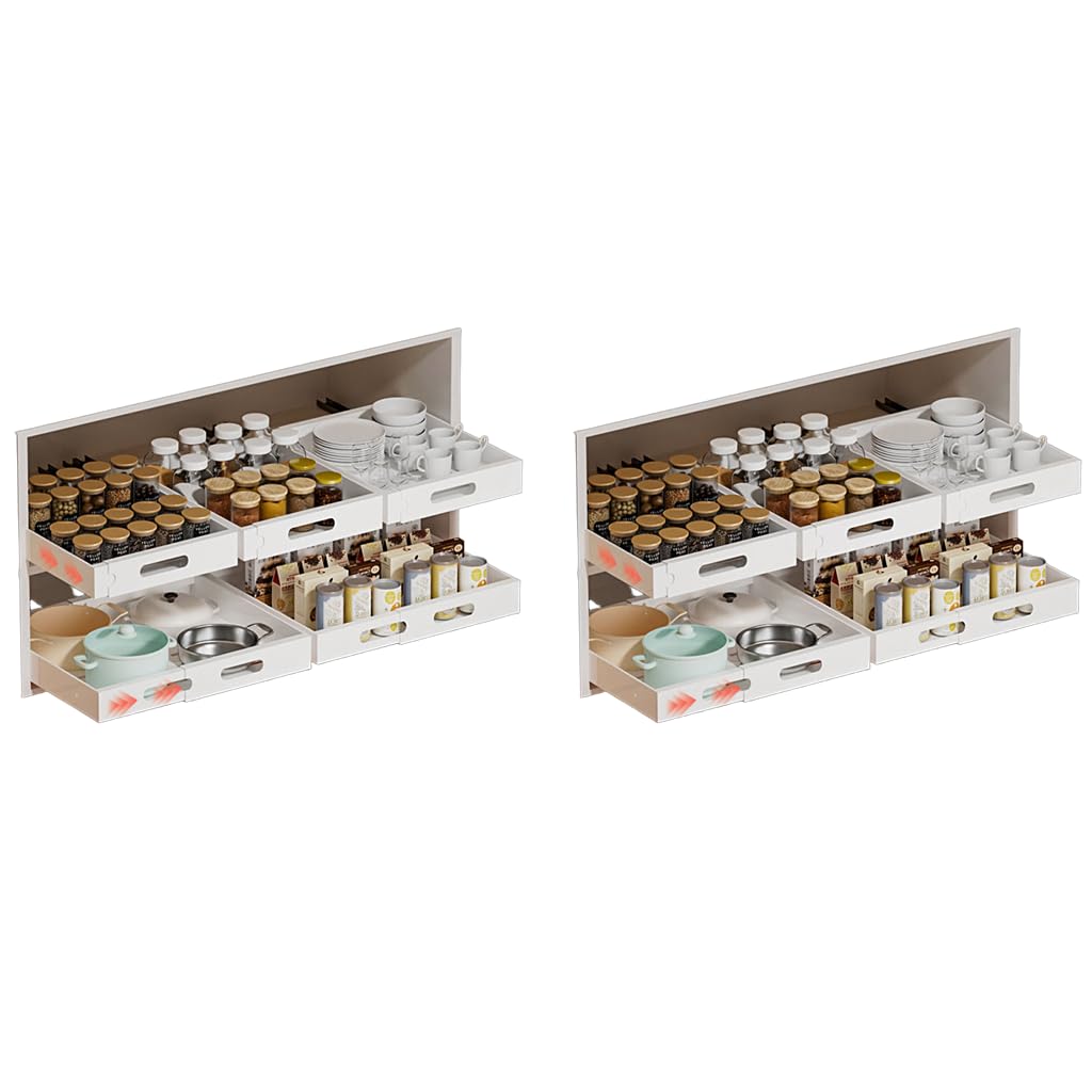 HASTHIP Pull Out Cabinet Organizer for Kitchen with 34–50cm Adjustable Rail | Carbon Steel 2PCS