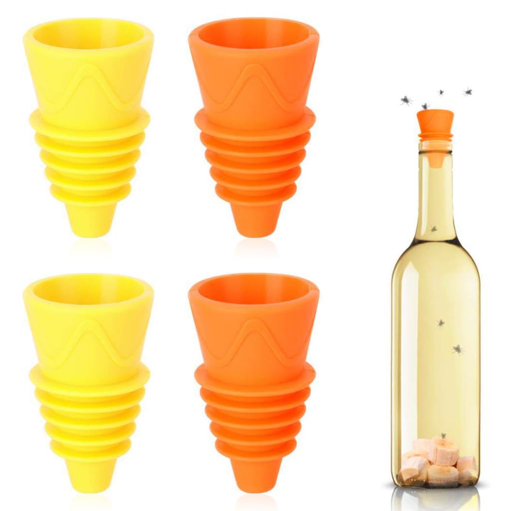 HASTHIP Fly Trap Kit for Indoor and Kitchen featuring Bottle Stopper Design | 4Pcs Reusable Eco Trap