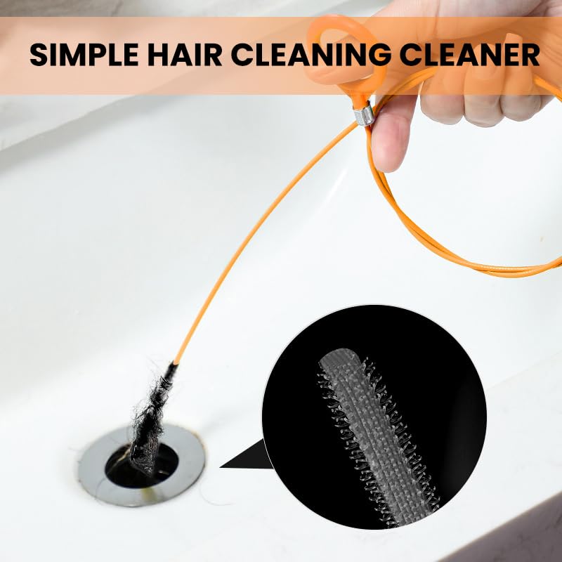 HASTHIP Drain Hair Clog Remover Tool for Bathroom Sink and Shower with 32 in Reach | Flexible PVC and Ergonomic Ring Grip