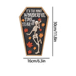 HASTHIP Halloween Desk Decor for Party and Home featuring Wooden Skeleton Coffin Panel 6.3x11.8cm