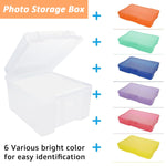 HASTHIP Photo Storage Box for DIY Crafts with 6 Color Sub Boxes 7.2×8.2 in Case | Beige Organizer
