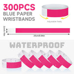 HASTHIP Paper Wristbands for Events with Self Adhesive Closure 300 pcs Rose Red | Waterproof