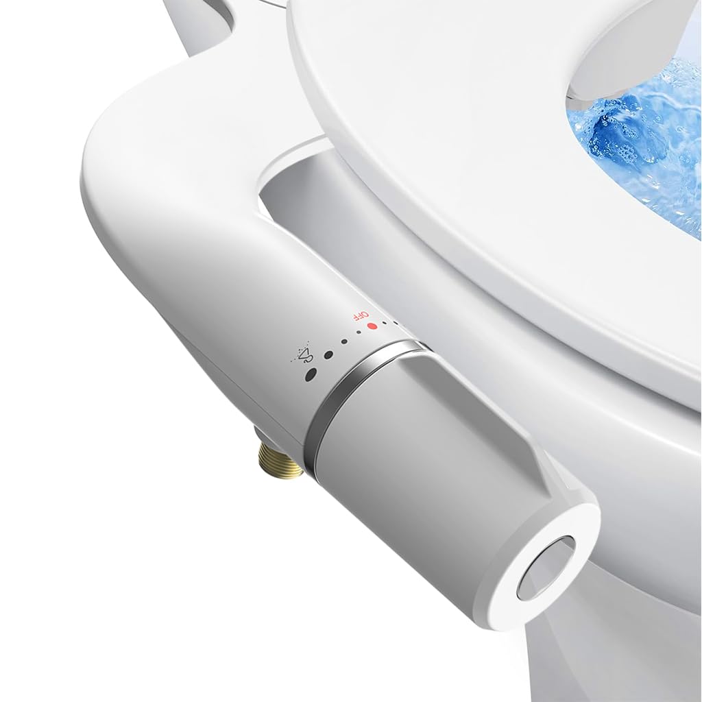HASTHIP® Pulverizador de Bidé para Inodoro Ultra Delgado Portátil con Doble Boquilla (Posterior/Femenino),Presión de Agua Ajustable,No Eléctrico,Acoplamiento Asiento Inodoro - ABS