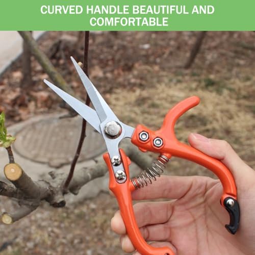 HASTHIP® Garden Pruning Shears 2-Piece Set - 6" Bypass Shears & 6.7" Straight Scissors with Safety Lock, High Carbon Steel - Anti-Rust for Flowers, Bonsai, House Plants, Easy Carry