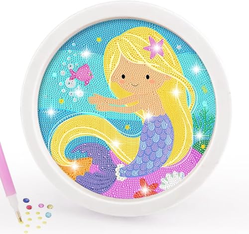 HASTHIP® Mermaid 5D Diamond Art Painting Kit for Kids with Frame