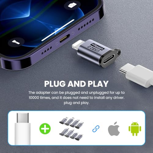 HASTHIP® 8Pcs USB OTG Adapter Kit,USB C/Lightning/Micro USB/Type C to A/Mini Converter,Multi OTG Extender Compatible with iPhone iPad MacBook Android Tablet Data Sync & Charging Set