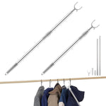 HASTHIP® Retractable Clothesline Pole, 32.6"-56.2" Telescopic Laundry Hanging Rod, Zinc Alloy Prongs Clothesline Pole, Suitable for Indoor and Outdoor Use