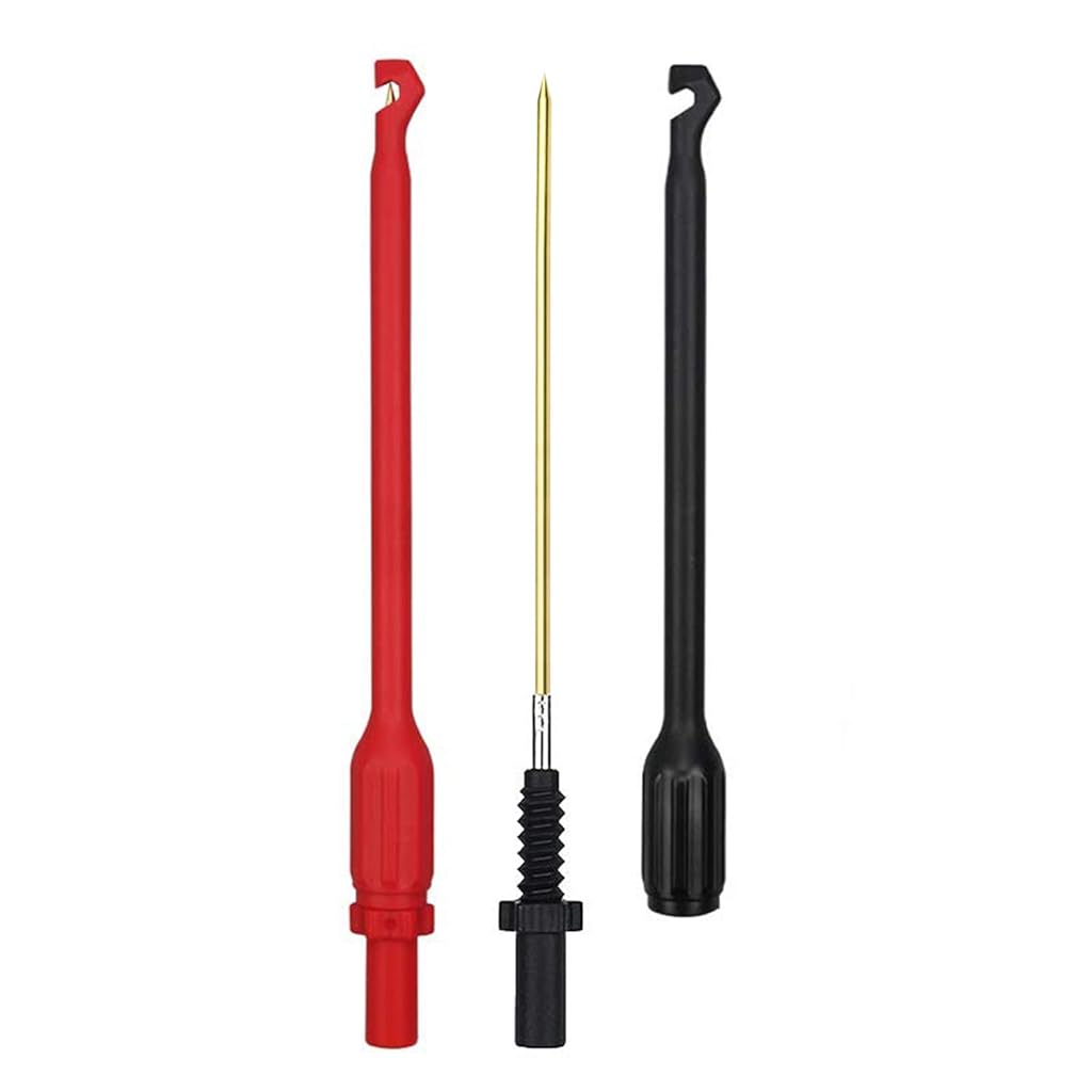 HASTHIP® Automotive Wire Piercing Probe - Wire Piercing Clip Puncture WireBack Probe Pins,Copper,Black and Red,Screw Thread,Use for 4mm Banana Extended Test Cable-Multicolor
