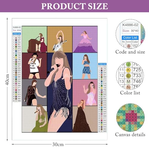 HASTHIP® DIY Diamond Painting Kit Fashion Outline Wall Decor Art Gift 11.8x15.7 Inches 2PCS