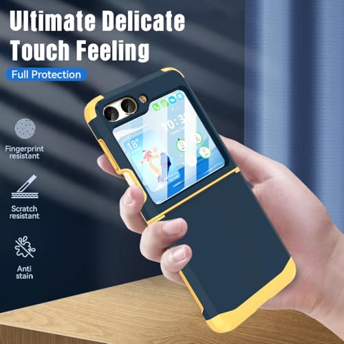 HASTHIP® Phone Case for Samsung Galaxy Z Flip 6 TPU Phone Case with 3.4 inches External Screen Cover Fashion Constrast Color TPU One-piece Hinged Phone Case for Samsung Galaxy Z Flip 6