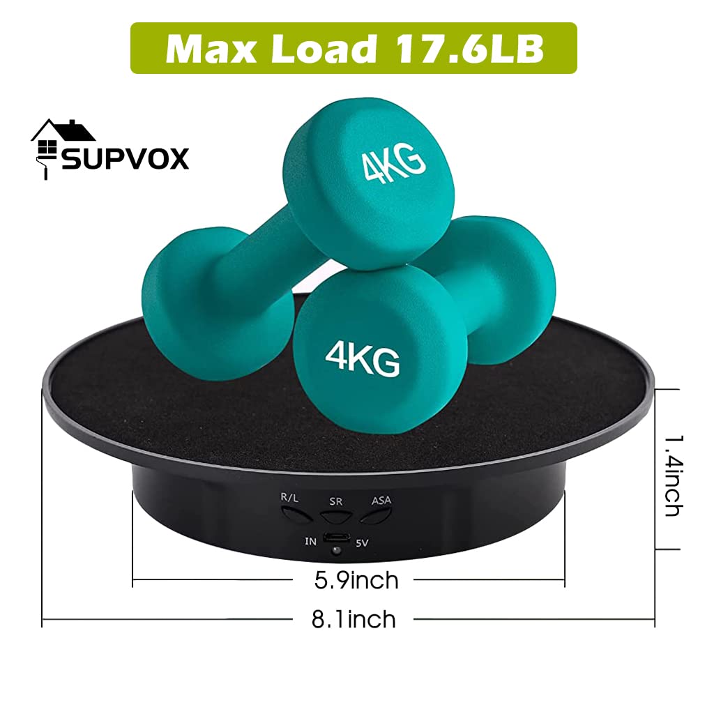 1Pcs Electric Rotating Display Stand, USB Charge 360 Degree Rotating Turntable, 20CM /Load 8KG, Multi-Functional Rotary Table for Photography Products Shows, Jewelry, Cake (Without Battery)