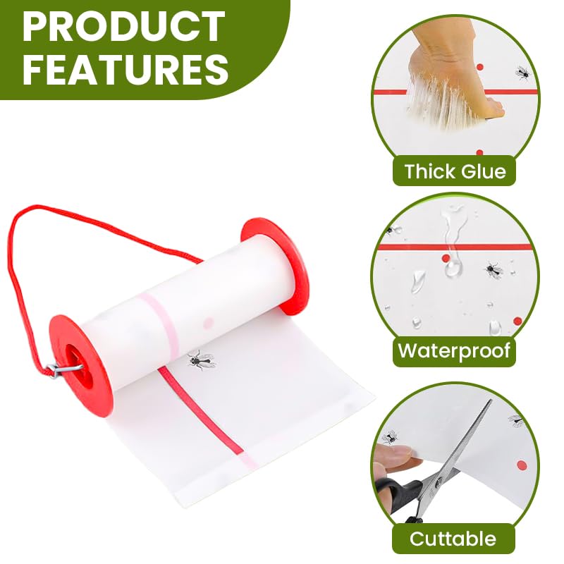 HASTHIP Sticky Trap Roll for Indoor and Outdoor Insect Control with Extra Sticky 10m Roll | Safe Non Toxic Fly Catcher for Garden and Home