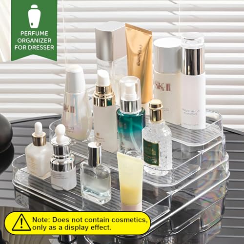 HASTHIP® Exhibidor de perfumes, estante elevador acrílico transparente 3 niveles