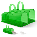 HASTHIP® 2 Piece Large Mouse Trap with Handle - 7.9 Inches Green Large Rat Trap - No-retreat Spring loaded Door Mouse Trap - Humane Mouse Trap - Easy to Set Up - Mouse Catcher Reusable