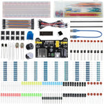 HASTHIP® 480Pcs Electronics Component Fun Kit with Power Supply Module, Jumper Wire, Precision Potentiometer, 830 tie-Points Breadboard Compatible with STM32, Raspberry Pi