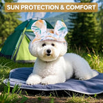 HASTHIP® Small Dog Hat, Cute Puppy Sun Visor Hat with Bunny Ears Fashion Printed Sun Hat for Small Dogs with Chin Strap Dog Dressing Up Accessory Dog Hat for Party, Photography