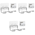 HASTHIP Hair Dryer Holder for Bathroom Wall with Plug Slot and Waterproof 3PCS Rack | Silver Organizer