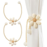 HASTHIP Curtain Ties for Bedroom and Living Room with Magnetic Ends | 2pcs Flower Rope Clips