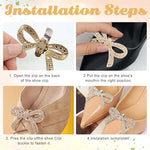 HASTHIP® 2Pcs Shoe Charms Luxurious Rhinestone Bow Shoe Charms Alloy Bow Shoe Charms Detachable Clip On Bow Charms for High Heels