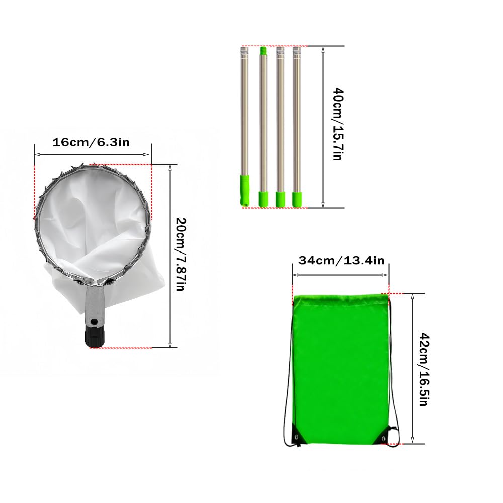 HASTHIP® Extendable Mango Plucker Tool - 10.5ft Fruit Plucker with Adjustable Pole - Alloy Material Telescopic Pole - Equipped With Net & Pole - Tree Fruit Plucker Stick - Easy To Use Fruits Catcher