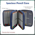 HASTHIP® Large Capacity Pencil Case with 78 Elastic Loops, Multi-Layer Zipper Pouch, Cartoon Print Stationery Organizer Bag for School, Art Supplies, Colored Pencils, Travel Pen Holder, 6.3"x7.87"x