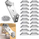 HASTHIP® 20Pcs Furniture Corner Connectors with 120Pcs Screws, Heavy Duty Stainless Steel Angle Corner Connectors Corner Brackets Metal Corner Braces for Wood Cabinets, Shelves, Furniture Assembly