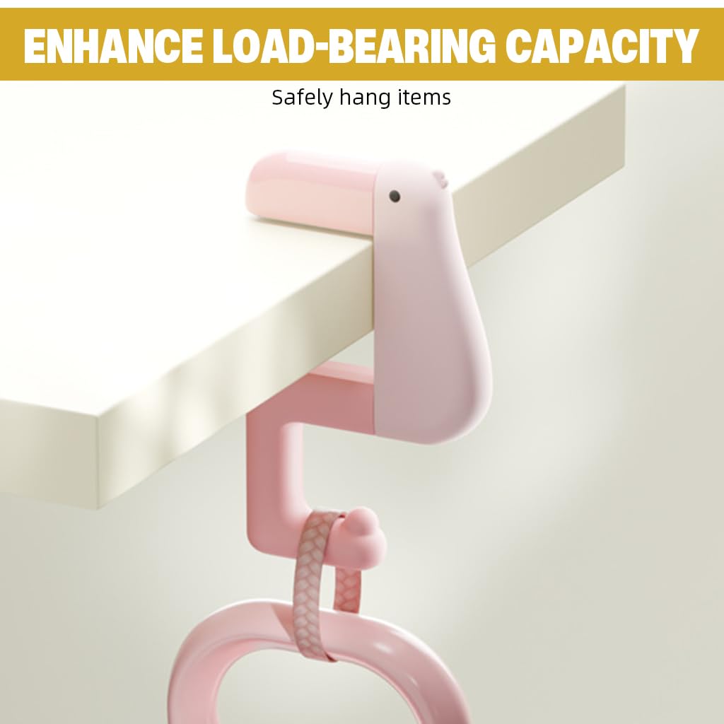 HASTHIP Portable Folding Table Hook for Desk Storage with Screw Tightened Clip | Duck Shaped Bag Hanger