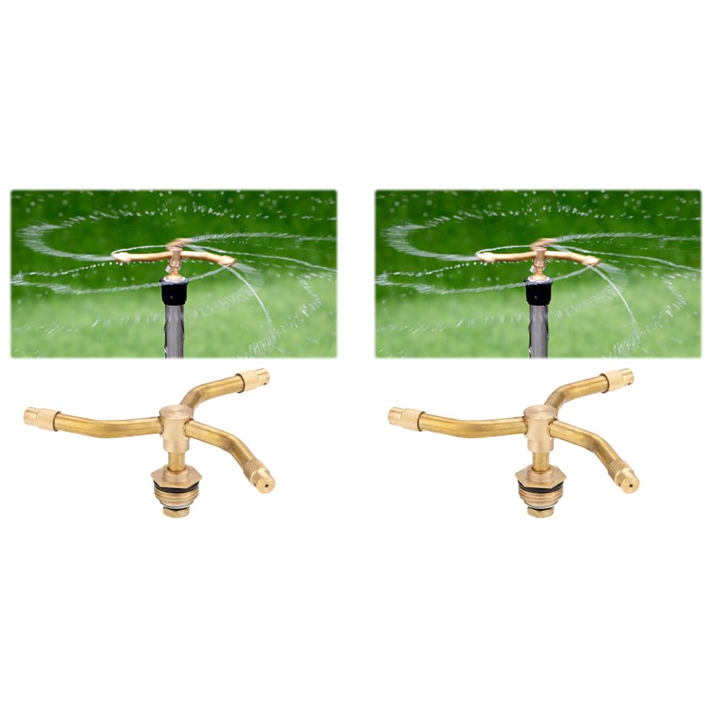 HASTHIP Water Sprinkler for Garden Irrigation featuring 3-Head Brass Nozzles and 360 Rotation | 2PCS