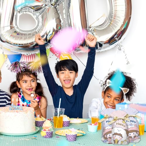 HASTHIP® ZIBUYU 50PCS Cartoon Drawstring Gift Bags for Kids Birthday Party Favors, Goodie Candy Bags, Treat Packaging, Children's Day Supplies, 23x15x6cm