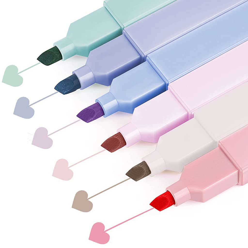 Aesthetic Highlighter Pen, 6 Color Cute with Soft Chisel Tip, Dry Fast Easy to Hold, Graffiti Pen Art Color Pen Markers Set for Journal School Notes Office Supplies