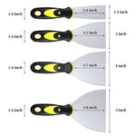 HASTHIP Putty Scraper Set for Drywall and Plaster Repair with Ergonomic Handle | 4 Pack 5 in 4 in 3 in 1.5 in CR‑V Steel Blades