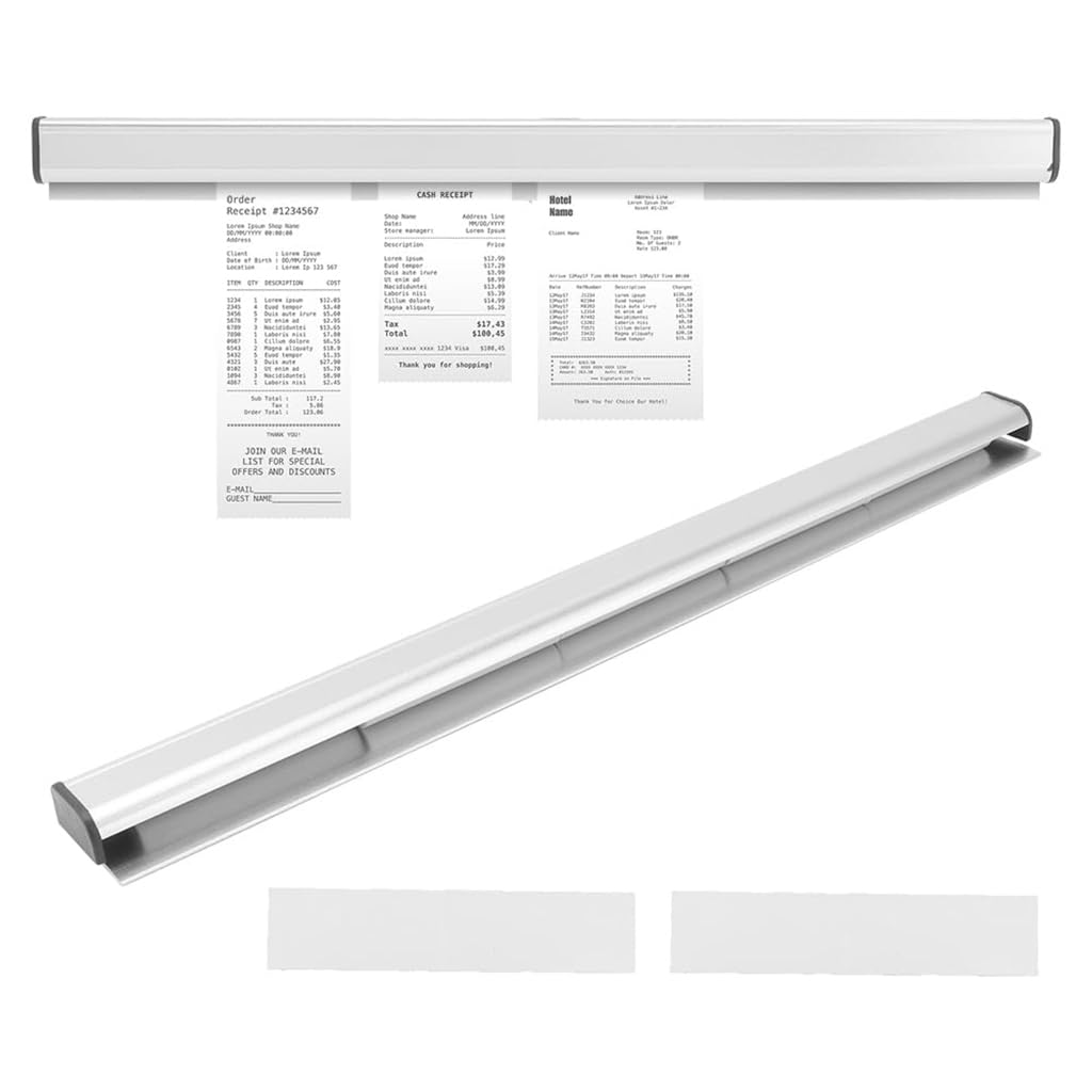 HASTHIP Ticket Holder for Restaurants with 19.6 in Aluminum Alloy Rail and Adhesive Backing | Order and Receipt Organizer for Kitchens and Cafes