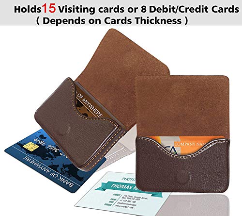 HASTHIP® Bussiness Card Holder Portable Travel Card Holder, 15-Card Capacity, Fashion PU Card Holder with Magnetic Closure, Multi Use Small Accessories Organizer Case, 10x6.5x1.7cm