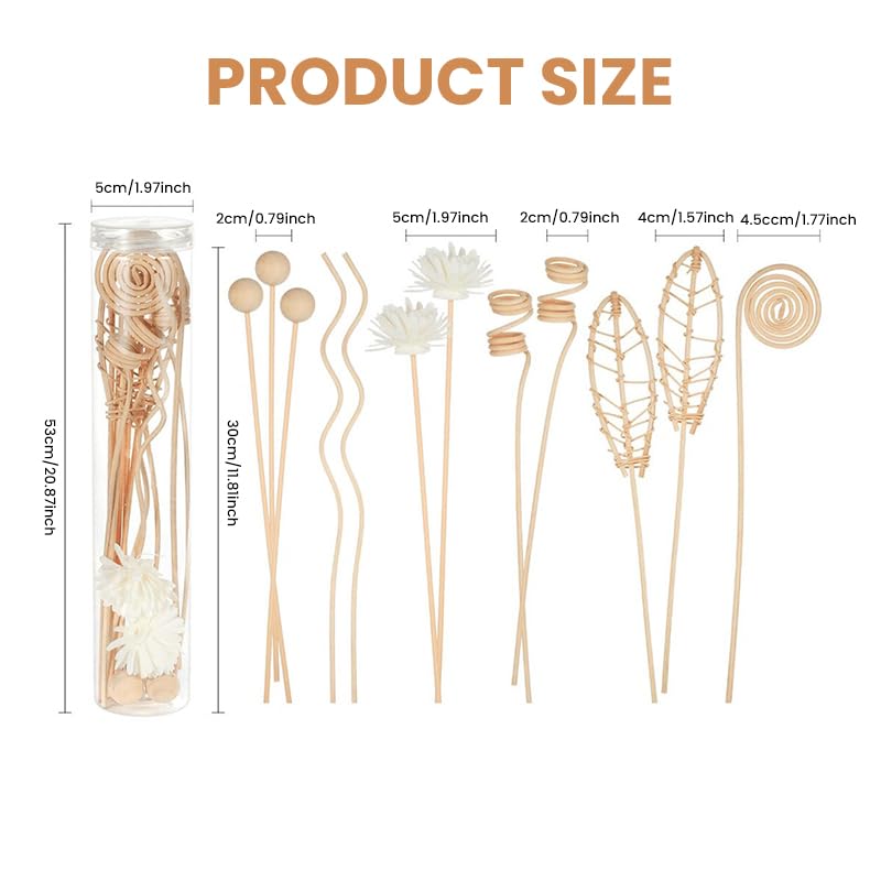 HASTHIP Reed Diffuser Sticks for Home and Office with 12Pcs 9.8 in Natural Rattan | Even Aroma Release