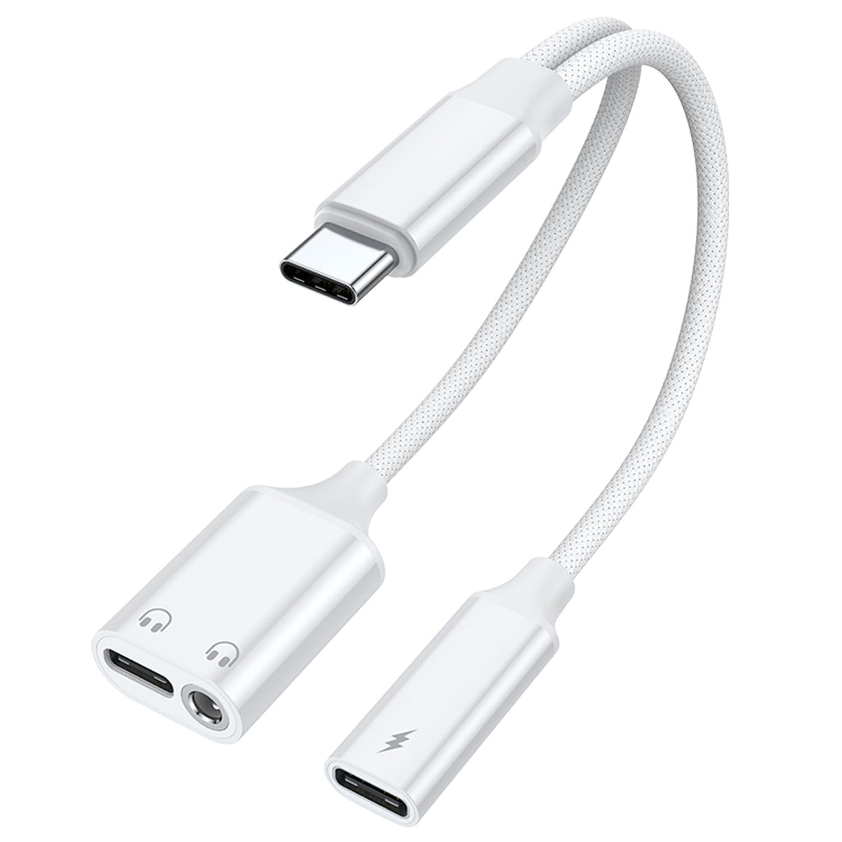 HASTHIP® Divisor USB C 1 a 3,Adaptador USB C a 3.5mm Auriculares y Cargador,Convertidor de Audio y Carga Rápida Compatible con Teléfonos Android Tablets Portátiles