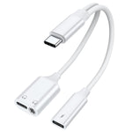 HASTHIP® Divisor USB C 1 a 3,Adaptador USB C a 3.5mm Auriculares y Cargador,Convertidor de Audio y Carga Rápida Compatible con Teléfonos Android Tablets Portátiles