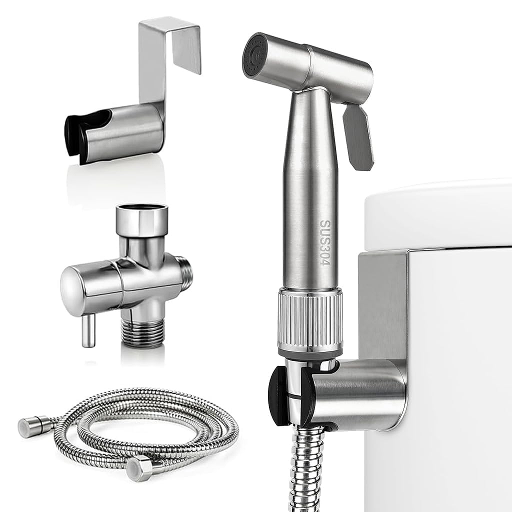 HASTHIP Toilet Sprayer for Hygiene and Cleaning with 4ft Hose | Pressurized Stainless Steel Handheld Rinser
