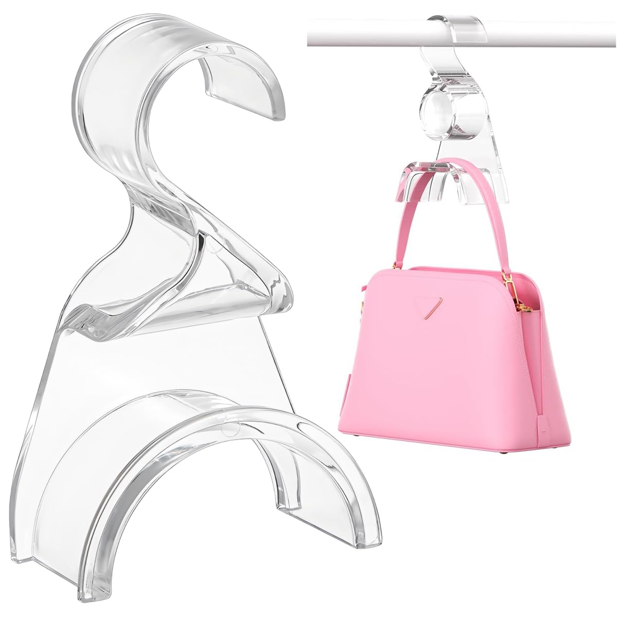HASTHIP® Acrylic Purse Hanger for Closet, Clear Handbag Organizer Hook, Transparent Bag Holder for Scarves, Belts, Backpacks, Space-Saving Hanging Storage Rack, Durable and Lightweight 1 Pack