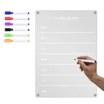 Acrylic Weekly Planner with 6 Color Pens, Magnetic Refrigerator Whiteboard, Meal Planner for Kitchen Fridge, Clear Weekly Calendar Planning Noteboard Dry Erase Board, 11.69x8.27inch