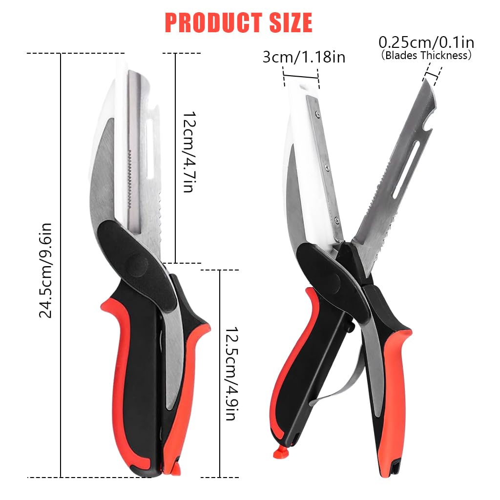 HASTHIP Kitchen Scissors for Food and Vegetable Cutting with Built In Board & Safe Lock | 2CR14 Stainless Steel