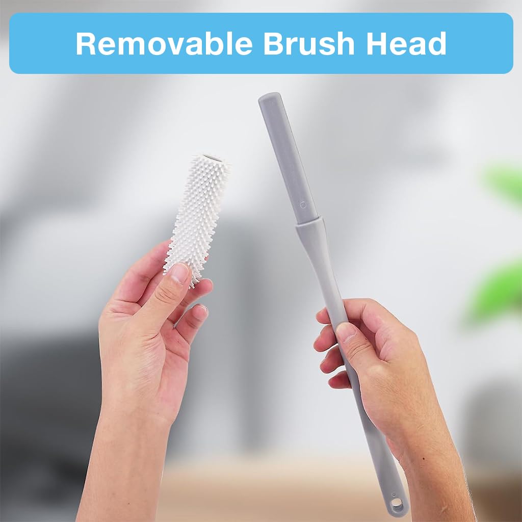 HASTHIP® Toe Cleaning Brush, 15.7" Foot Scrubber in Shower with Long Handle Silicone Foot Brush Soft Skin Exfoliation Lotion Applicator for Men and Women