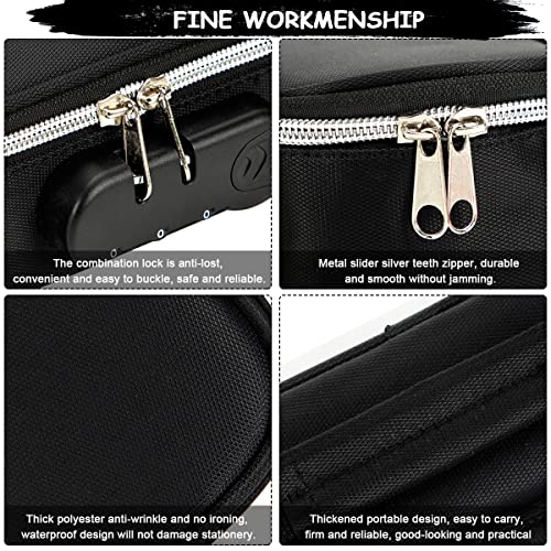 HASTHIP® Canvas Large Capacity Pencil Case with Combination Lock 4 Layer Compartments Big Pencil Pouch for Boys Girls Waterproof Box Pen Insert Compartment School Black 2PCS