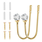 HASTHIP Curtain Holdback Wall Hooks for Drapery featuring Acrylic Crystal Ball Tips | Golden Aluminum Alloy 2Pcs Set