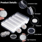 HASTHIP® Coin Box Coin Collection Storage Organizer, Holds 100 Coins, Clear Plastic Holder Case Compatible with 17-30mm Coins, Tokens, Collecting Supplies, Capsule Container Display Storage